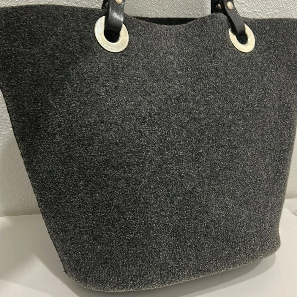 Banana Republic Y2K Wool Large Tote Bag with Leather Straps - Picture 9 of 14
